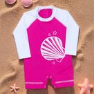 Macacão Para Bebê Proteção Uv50+ Concha Do Mar - Pink