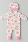 Macacão para bebe recém nascido com touca tecido estampado macio e resistente