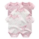 Macacão para bebês Chamie Newborn, manga curta, algodão, rosa, pacote com 5 unidades Macacão para bebês Chamie Newborn, manga curta, algodão, rosa, pacote com 5 unidades