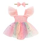 Macacão para meninas TITKKOP, tule, babado, sem mangas, 0-3M, rosa Macacão para meninas TITKKOP, tule, babado, sem mangas, 0-3M, rosa