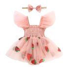 Macacão para meninas, tule, babados, sem mangas, rosa 6-12 m Macacão para meninas, tule, babados, sem mangas, rosa 6-12 m