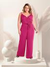 Macacão Plus Size Feminino Elegante Alças Finas Com Decote V