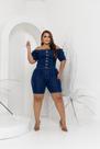 Macacão Plus Size Feminino Jeans Macaquinho Botões Ciganinha