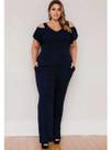 Macacão Plus Size Ombro de Fora