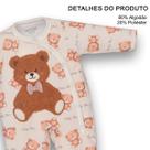 Macacão Plush Bebê Estampado Urso Teddy Marfim Upi Uli Macacão Plush Bebê Estampado Urso Teddy Marfim Upi Uli