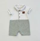 Macacão Polo Bebê Menino Grow Up Social Verde e Branco Para Passeio Verão Enxoval