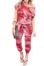 Macacão PRETTYGARDEN Ombro a Ombro Tie Dye Vermelho XL