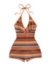 Macacão Rave Outfits Halter Rompers recortado sem encosto laranja Macacão Rave Outfits Halter Rompers recortado sem encosto laranja