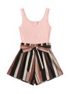 Macacão regata SOLY HUX feminino de verão sem mangas rosa claro