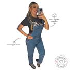 Macacão Reto Jeans Feminino - Jeans Médio.