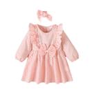 Macacão Rosa De Manga Comprida Com Laço Na Cintura Para Bebês Meninas, Vestido De Princesa, Roupa De Macacão Rosa De Manga Comprida Com Laço Na Cintura Para Bebês Meninas, Vestido De Princesa, Roupa De