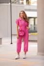 Macacão Rosa Elástico na cintura Tamanho P