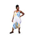 Macacão saruel - Branco - Estampa Africana - Azul e Dourado - Tamanho M
