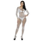 Macacão Sensual longo Arrastão e Renda com Alça Branco - Eva Intimate Macacão Sensual longo Arrastão e Renda com Alça Branco - Eva Intimate