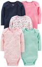 Macacão Simple Joys da Carter's Baby Girls, pacote com 5, 0 a 3 meses