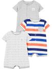 Macacão Simple Joys da Carter's Baby, pacote com 3 unidades, de 0 a 3 meses