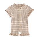 Macacão Socutebabe Baby Girl tricotado com babado de manga curta 0-24M Macacão Socutebabe Baby Girl tricotado com babado de manga curta 0-24M