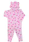 Macacão Soft Infantil Menina com Capuz e Estampas Sortidas