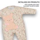 Macacão Suedine Bebê Menina Estampa Ursinho Floral Upi Uli