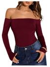 Macacão SweatyRocks Sexy Backless Off Shoulder Borgonha