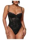 Macacão SweatyRocks Sheer Lace Spaghetti Strap Underwire Black Macacão SweatyRocks Sheer Lace Spaghetti Strap Underwire Black