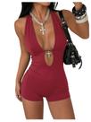 Macacão Verdusa Rave Outfits Y2K Halter Backless Burgundy Macacão Verdusa Rave Outfits Y2K Halter Backless Burgundy