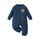 Macacão Vermelho Para Bebê Menino Com Botões E Emblema De Urso, Conjunto De Outono/Inverno Com Macacão Vermelho Para Bebê Menino Com Botões E Emblema De Urso, Conjunto De Outono/Inverno Com