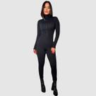 Macacão Virginia Canelado Longo Ziper Frontal Moda Gringa