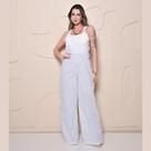Macacão Wide leg pantalona no linho com botões de madeira