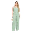 Macacão Wide leg pantalona no linho com botões de madeira