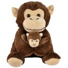 Macaco de Pelúcia Com Filhote Macaquinho Nicho Bebê Safari