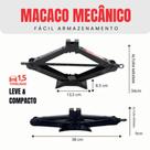 Macaco Mecânico Sanfona Universal 1,5T toneladas P/ Carros De Passeio Em Aço Alta Capacidade