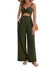 Macacões AGERWAY Dressy Summer com decote em V Twist feminino verde militar