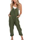 Macacões femininos Yeokou, macacões, linho, algodão, verde-exército, verde-xS
