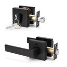 Maçaneta de porta com fechadura de cilindro duplo KNOBWELL Black
