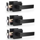 Maçaneta de porta Probrico Square Privacy Interior preta (pacote com 3)