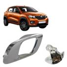 Maçaneta Interna da Porta Dianteira/Traseira Cromada Haste Curva Esquerda Compatível Renault Kwid GI após 17