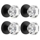 Maçanetas de cristal de vidro fictícias CLCTK Matte Black, pacote com 4