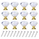 Maçanetas de gaveta YourGift, pacote com 12, cristal, 3 cm de ouro