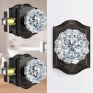 Maçanetas de porta Calzibeno Crystal com fechadura, interior de vidro, pacote com 3
