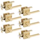 Maçanetas de porta EHOMEWARE, latão acetinado, pacote com 6, interior dourado