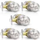 Maçanetas de porta Estmoon Brushed Nickel Interior Privacy, pacote com 5