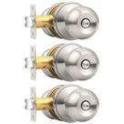 Maçanetas de porta Probrico Privacy Bed/Bath Ball em níquel escovado, pacote com 3 Maçanetas de porta Probrico Privacy Bed/Bath Ball em níquel escovado, pacote com 3