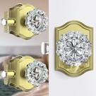Maçanetas de vidro Calzibeno Satin Brass Crystal, pacote com 3