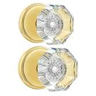 Maçanetas fictícias CLCTK Crystal Gold, pacote com 2 unidades, latão polido