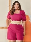 Macaquinho alfaiataria plus size pink