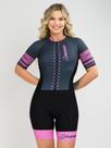 Macaquinho Ciclismo Feminino - Forro em Gel - Cinza e Rosa Evolution Savancini (3470)