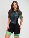 Macaquinho Ciclismo Feminino - Forro em Gel - Cinza e Verde Evolution Savancini (3470)