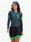 Macaquinho Ciclismo Feminino - Forro em Gel - Manga Longa Cinza e Verde Evolution Savancini (3460)