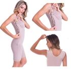 Macaquinho Cinta Pós Cirúrgica com Zíper Lateral e Alça Larga Prótese de Silicone Abdominoplastia Lipoaspiração Abdômen 1692